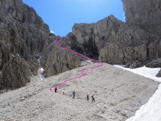 Abstieg-Pisciadu-Klettersteig-Tridentina-Dolomiten