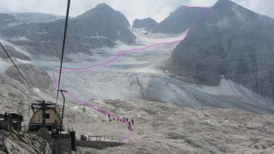 via ferrata on normal route Marmolada