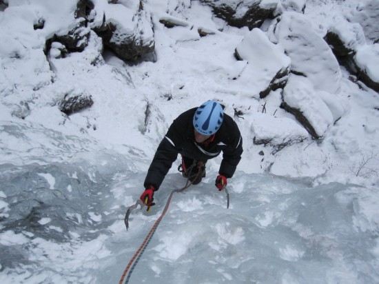ICE CLIMBING on Waterfall in the FASSA VALLEY - Dolomites