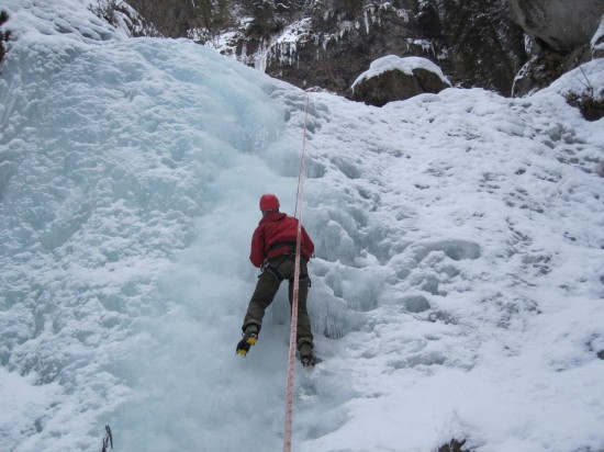 ICE CLIMBING on Waterfall in the FASSA VALLEY - Dolomites