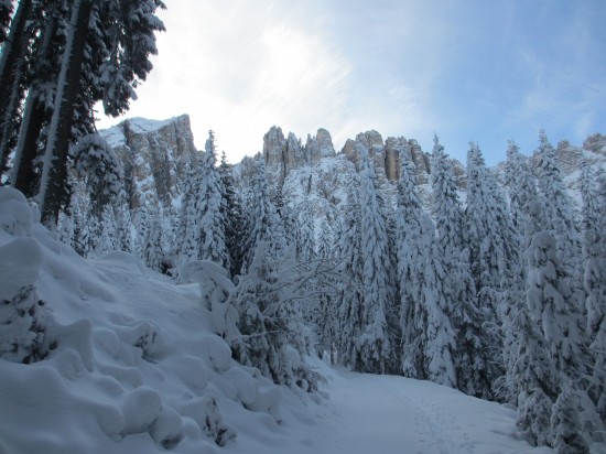 le torri del Latemar con la neve fressca