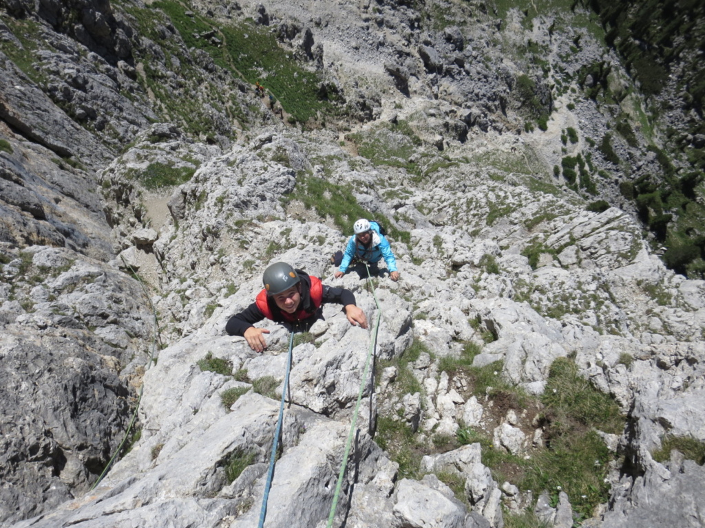 rock climbing on the Sella Tower Dolomites