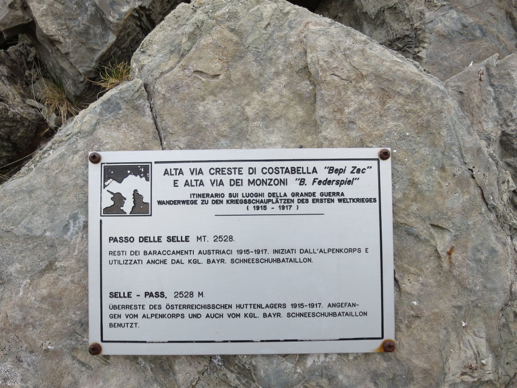 Ferrata Bepi Zac - the First World War trail - Passo Pellegrino 