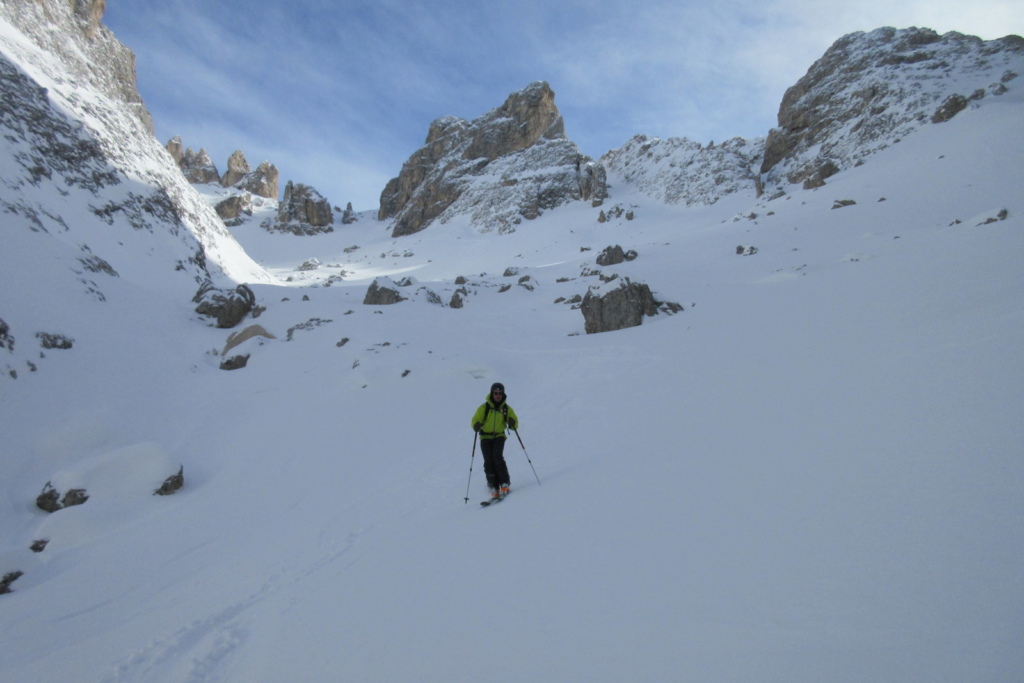 Skitouren Dolomiten Rinnen und schroffen Felswänden